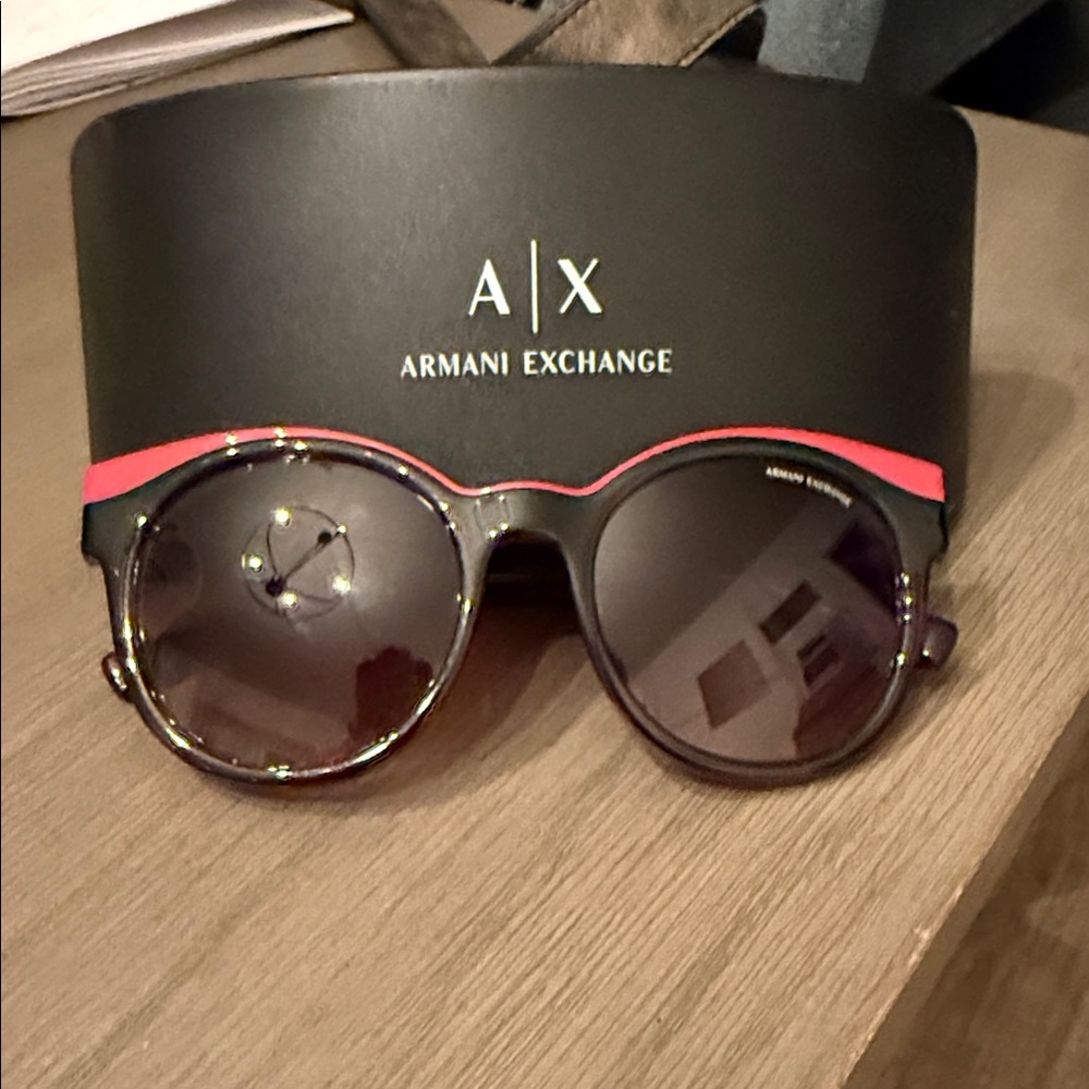 Armani Exchange Women's Sunglasses with Black Frame and Red Detail